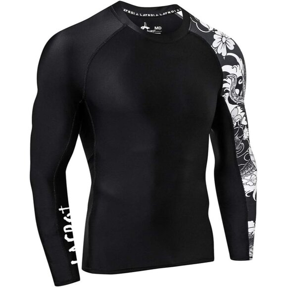 🆕Men's Orange Polyamide Long Sleeve UPF 50+ Compression Dragon Rash Guard - Picture 3 of 7